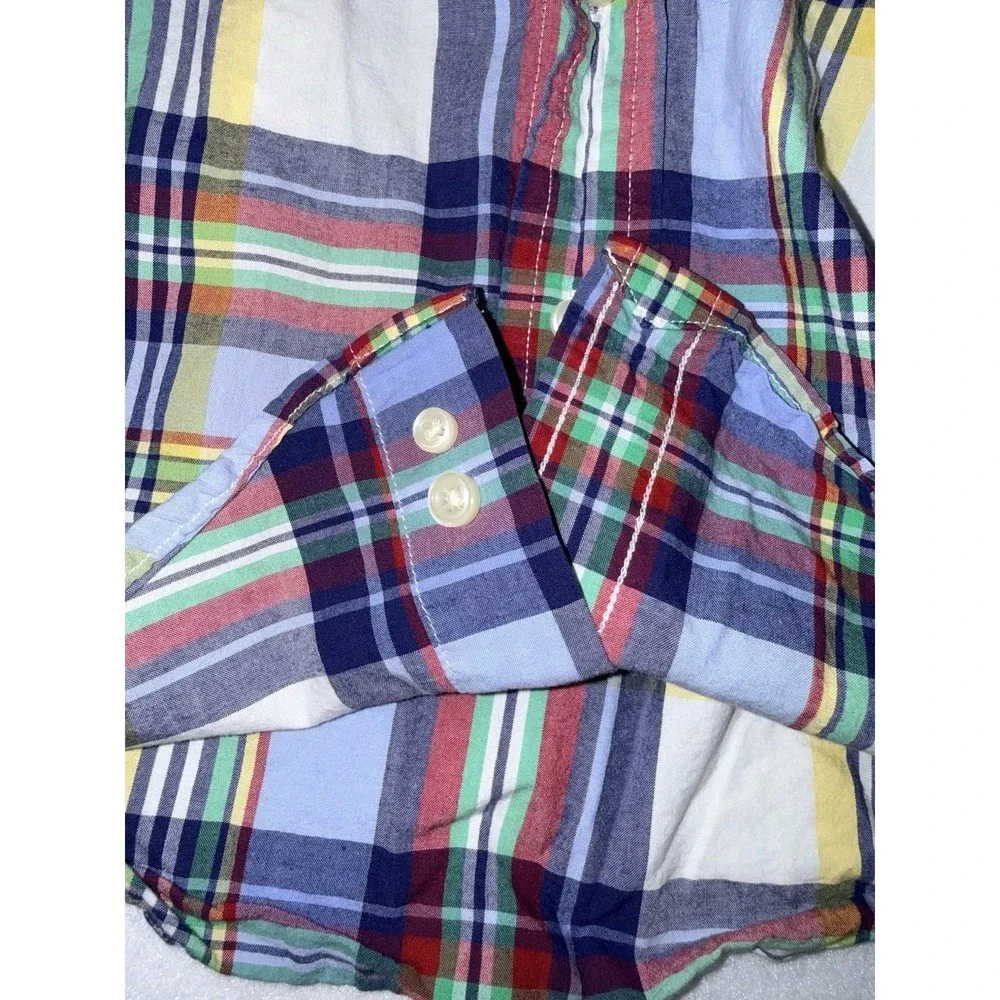 Ralph Lauren Infant Boys ShortSleeve Mult Plaid Shirt-Sz 18 M-Button Down Collar